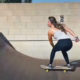 Girls Riding A Skateboard