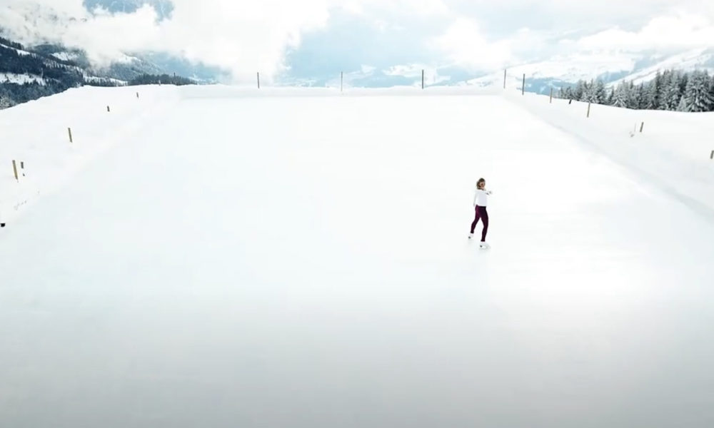 Johanna Allik Ice Skating In The Switzerland Alps